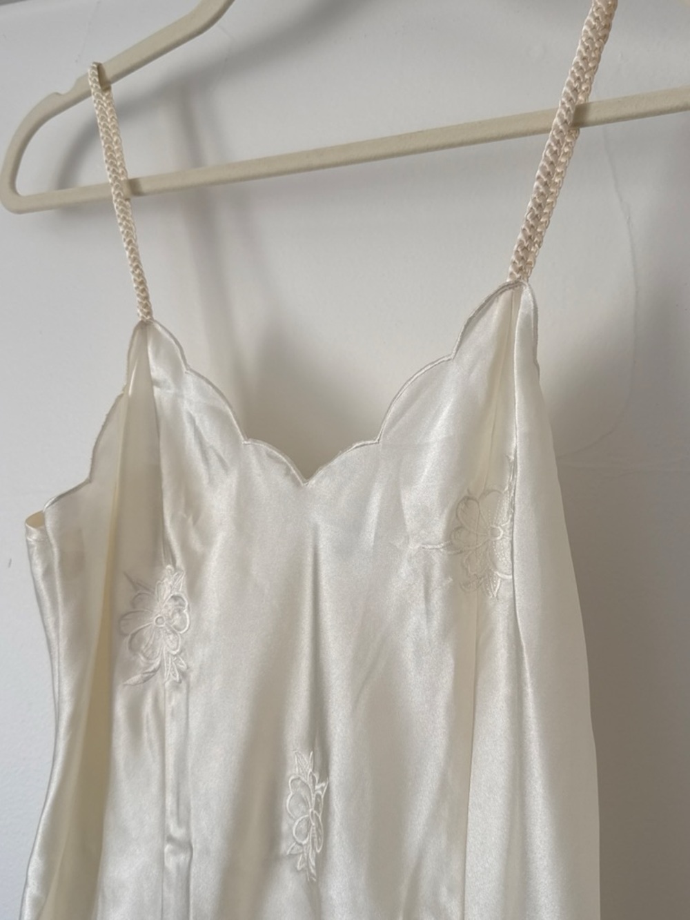 Cream Slip Dress with Embroidered Detail